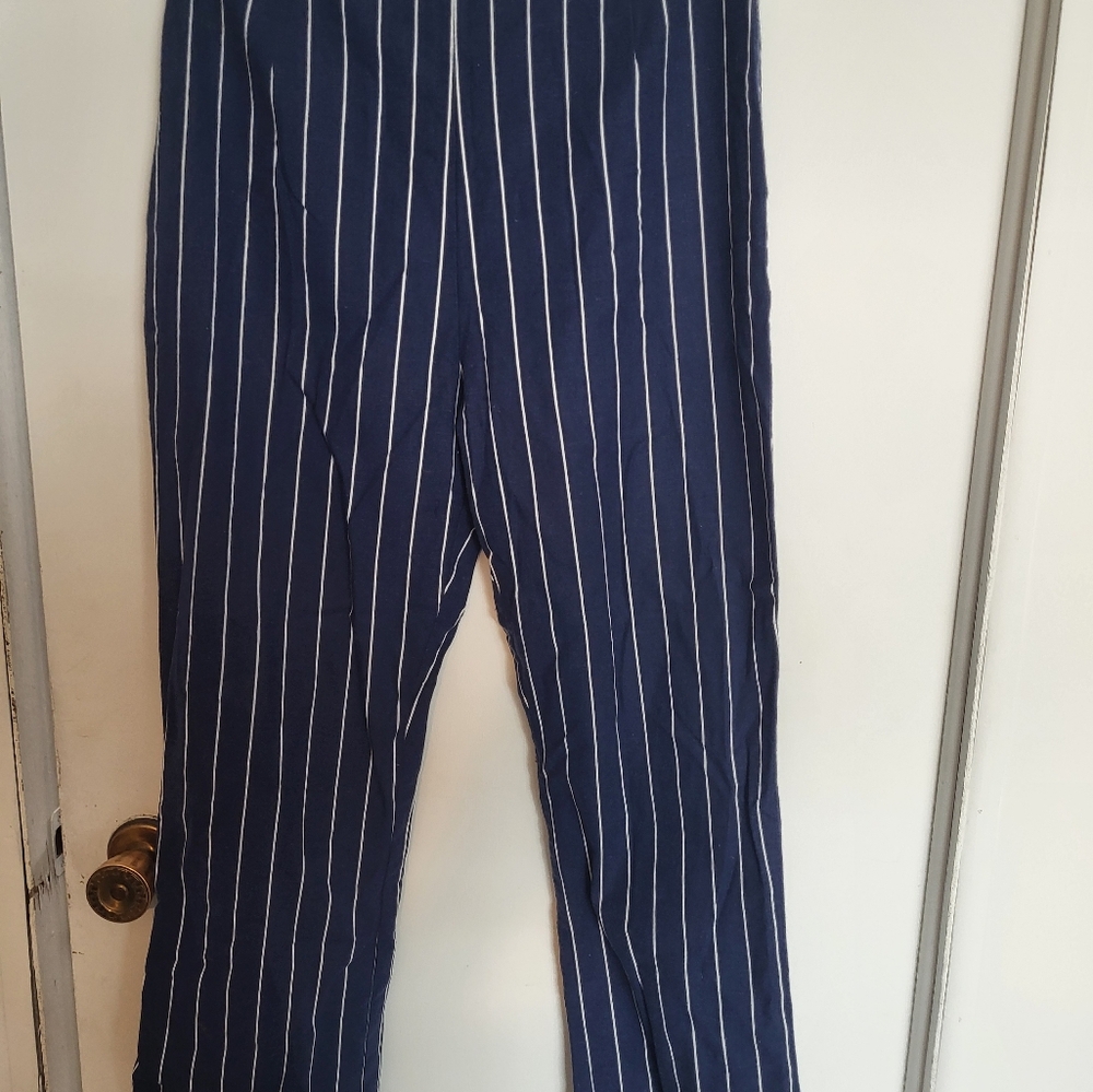 Where You Are From Navy Blue Striped Pants